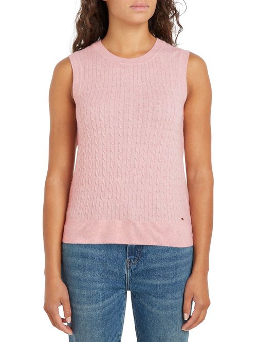 SWEATER MINI CABLE C-NECK TANKTOP TH