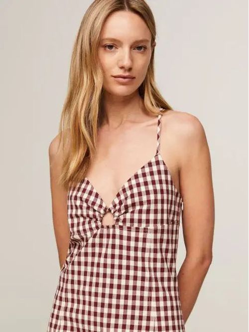 VESTIDO STRETCH GINGHAM STRAP KNEE DRE