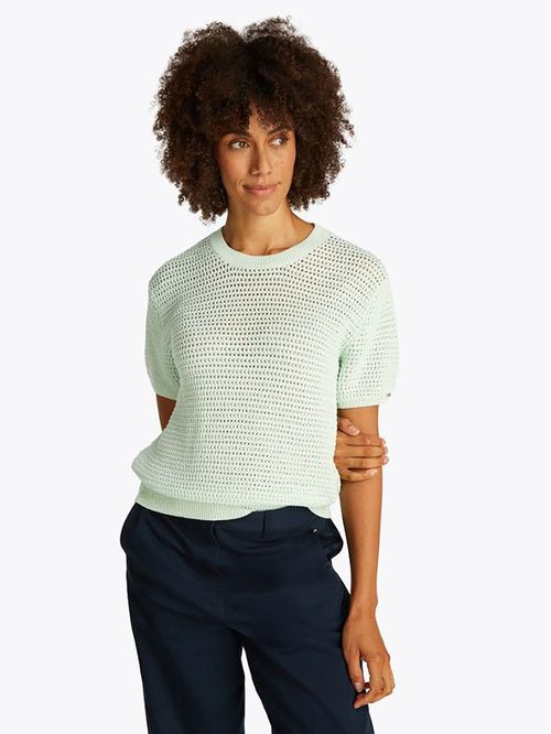 SWEATER POINTELLE CROCHET SS C-NK SWT