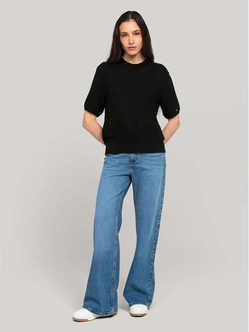 SWEATER POINTELLE CROCHET SS C-NK SWT