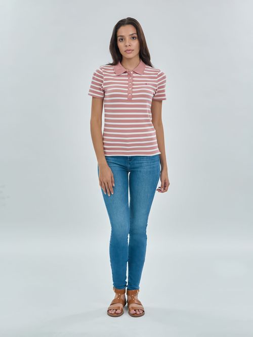POLO 1985 SLIM PIQUE STRIPE POLO SS