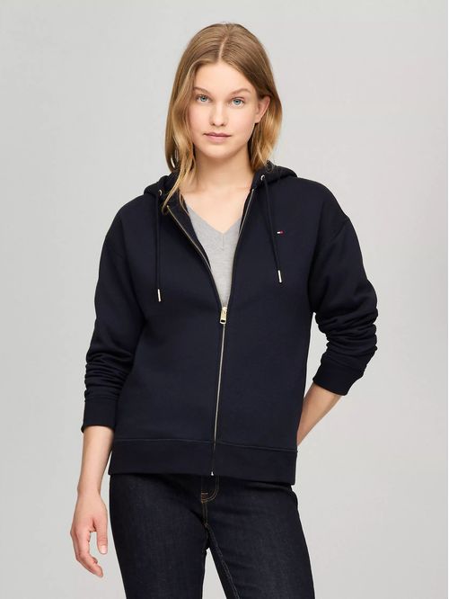 SWEATSHIRT W RELAXED FULL ZIP FLEECE HOOD