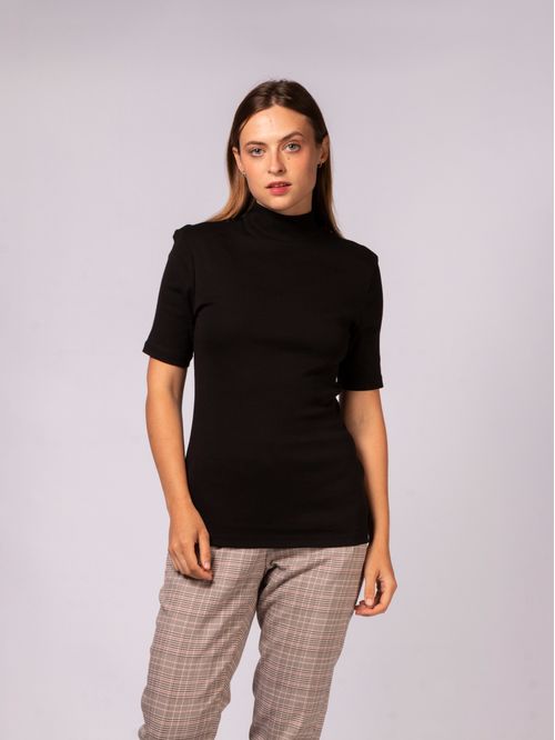Camiseta de cuello alto con logo monograma
