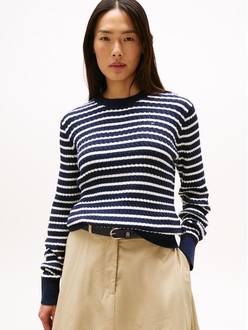 SWEATER CO CABLE FINE GG C-NK LS SWT TH