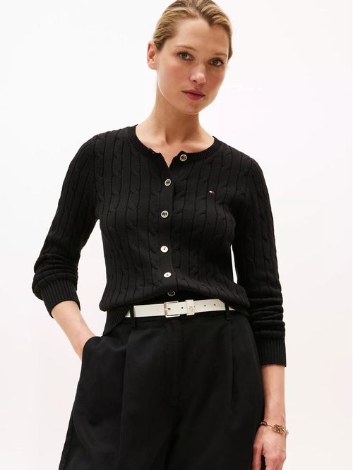 Cárdigan de tejido cable trenzado con logo