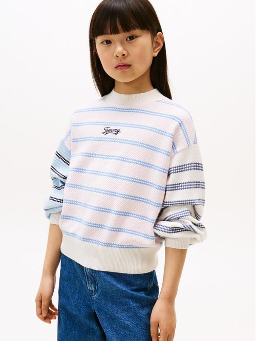 SWEATER STRIPED BALLOON SLEEVE SWEATER