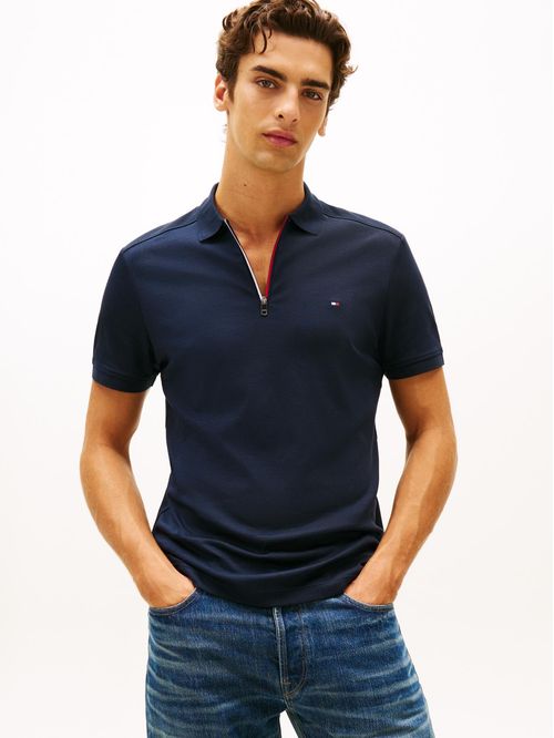 POLO LIQUID COTTON RWB ZIP REG POLO TH